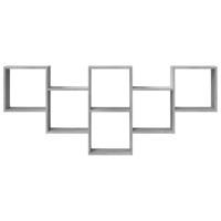 Wandschap 159x18x66 cm bewerkt hout betongrijs - thumbnail