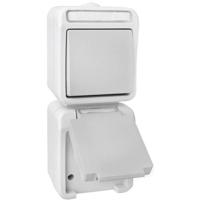 Peranova 102441 Pera Schakel-/stopcontact combinatie spatwaterdicht Lichtgrijs, Donkergrijs 1 stuk(s) - thumbnail