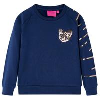 Kindertrui met kat van pailletten 92 marineblauw - thumbnail
