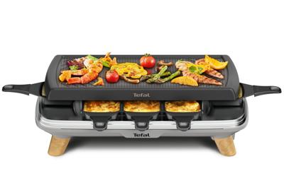 Tefal RE610D 3in1 8-Persoons Raclette Zwart/RVS/Hout Tefal RE610D 3in1 8-Persoons Raclette Zwart/RVS/Hout