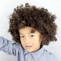Kleurrijke Wild-Curl Up kroon partij Cosplay Headwear golvende korte polyestergaren gemaakt pruiken voor volwassene en Child(Brown) - thumbnail