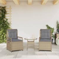 Tuinstoelen 2 st verstelbaar poly rattan beige - thumbnail