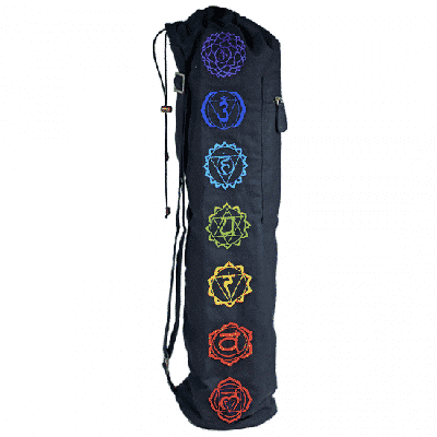 Yogamattas met Trekkoord Zwart 7 Chakra's