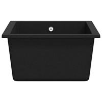 VidaXL Gootsteen met overloopgat graniet zwart - thumbnail