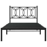 Bedframe met hoofdbord metaal zwart 100x200 cm - thumbnail