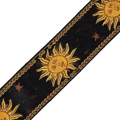 Levys Leathers MPJG-SUN-BLK geweven gitaarband met print - zwart met zon