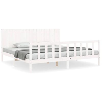 Bedframe zonder matras massief grenenhout wit 200x200 cm
