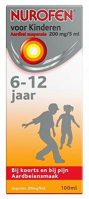 Nurofen Suspensie kind 200mg / 5ml aardbei 100 Milliliter