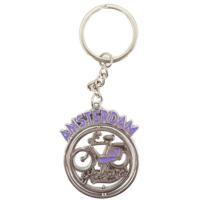 Matix Sleutelhanger Fiets Amsterdam 4 Cm Staal Paars/zilver - thumbnail