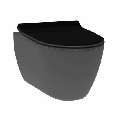 Wandcloset Randloos Mat Zwart | Idevit Alfa Keramiek 52cm (Exclusief zitting) Wandcloset Randloos Mat Zwart | Idevit Alfa Keramiek 52cm (Exclusief zitting)
