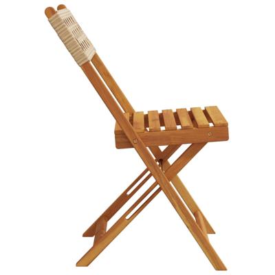 Tuinstoelen 4 st inklapbaar poly rattan en massief hout beige - thumbnail