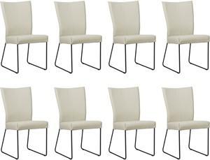 Set van 8 Crème leren industriële eetkamerstoelen Mate - Toledo Leer Nebbia (crème leer)