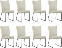 Set van 8 Crème leren industriële eetkamerstoelen Mate - Toledo Leer Nebbia (crème leer) - thumbnail