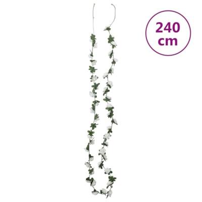 VidaXL Kerstslingers met bloemen 6 st 240 cm wit