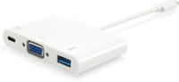 Equip 133462 usb type c to vga female/usb a female/pd adapter, 1080p, 15cm, white - thumbnail
