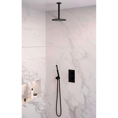 Inbouw Regendouche Set Brauer Black Edition Plafond Uitloop Ronde Hoofddouche 20 cm Mat Zwart Brauer