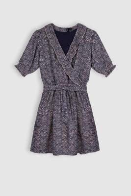 NoBell Meisjes jurk AOP - Moisa - Navy blauw