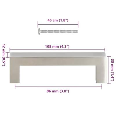 Handvatten 10 st 96 mm roestvrij staal zilverkleurig Handvatten 10 st 96 mm roestvrij staal zilverkleurig