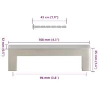 Handvatten 10 st 96 mm roestvrij staal zilverkleurig - thumbnail