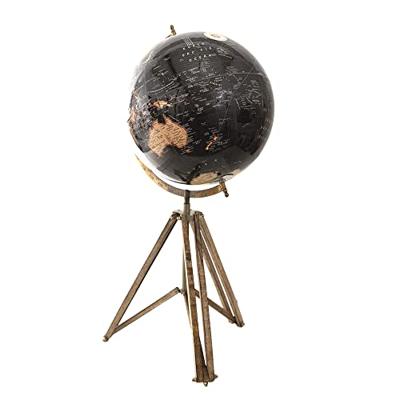 Clayre & Eef Wereldbol 31x31x67 cm Zwart Hout Metaal Globe