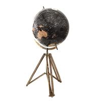 Clayre & Eef Wereldbol 31x31x67 cm Zwart Hout Metaal Globe - thumbnail