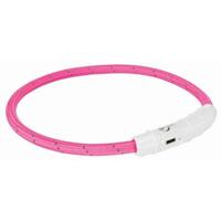 Trixie lichtgevende halsband hond flash usb tpu / nylon roze - thumbnail