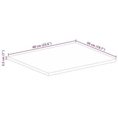 Tafelblad rechthoekig 60x50x2,5 cm massief mangohout