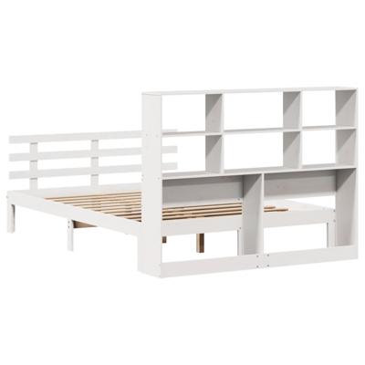 Bed met boekenkast zonder matras grenenhout wit 160x200 cm - thumbnail