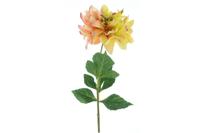 Kunst bloem Dahlia Farmer zalm/geel zijde 64cm - thumbnail