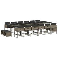 17-delige Tuinset met kussens poly rattan grijs - thumbnail