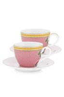 Pip Studio La Majorelle Set/2 Espresso Kop & Schotel Roze - thumbnail