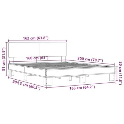 Bedframe bewerkt hout metaal sonoma eikenkleurig 160x200 cm