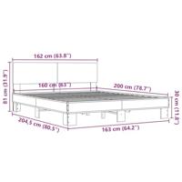 Bedframe bewerkt hout metaal sonoma eikenkleurig 160x200 cm - thumbnail