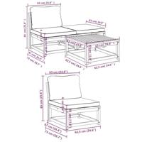 4-delige Loungeset met kussens massief acaciahout - thumbnail