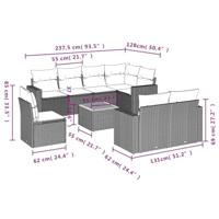 9-delige Loungeset met kussens poly rattan beige - thumbnail