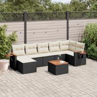 8-delige Loungeset met kussens poly rattan zwart - thumbnail
