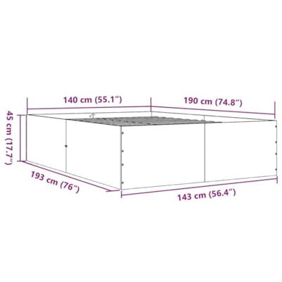 Bedframe massief hout zwart 140x190 cm