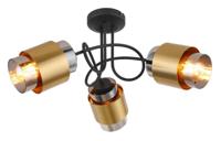 Globo PlafondlampMilley zwart met goud 3-lichts - 15560-3D - thumbnail