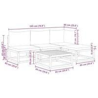 5-delige Loungeset met kussens massief acaciahout - thumbnail