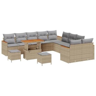 Tuinbankenset 13 pcs Beige poly rattan