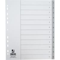 Q-CONNECT tabbladen, A4, PP, 11-gaatsperforatie, met indexblad, set van 1-12, 12 tabs, grijs - thumbnail