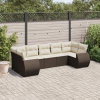 7-delige Loungeset met kussens poly rattan bruin - thumbnail
