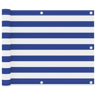 Balkonscherm 75x500 cm oxford stof wit en blauw