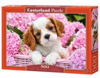 Castorland legpuzzel pup in pink flowers, 500st. - thumbnail