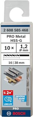 Bosch Accessories 2608585468 HSS Metaal-spiraalboor 1.2 mm Gezamenlijke lengte 38 mm Geslepen DIN 338 Cilinderschacht 10 stuk(s)