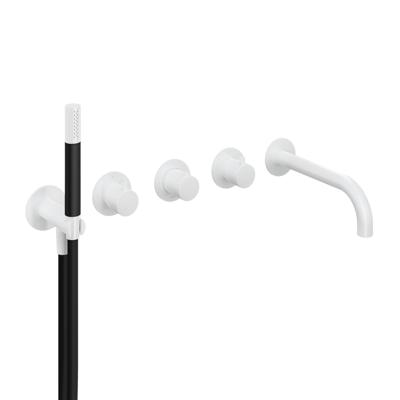 Hotbath Cobber afbouwdeel inbouw bad thermostaat met 2 stopkranen met uitloop mat wit CB7072EXTWH