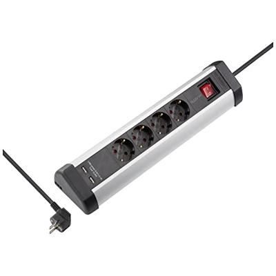 Sygonix SY-5145336 Bureaustekkerdoos Zwart, Zilver Randaarde stekker 1 stuk(s)