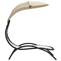 Ligbed met luifel 167x80x195 cm stof en staal crmekleurig - thumbnail