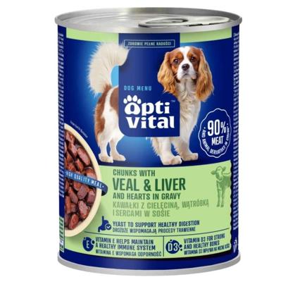 OPTIVITAL Chunks with veal and liver in gravy - natvoer voor honden - 415g