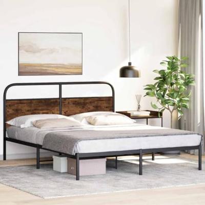 Bedframe zonder matras bewerkt hout gerookt eiken 150x200 cm